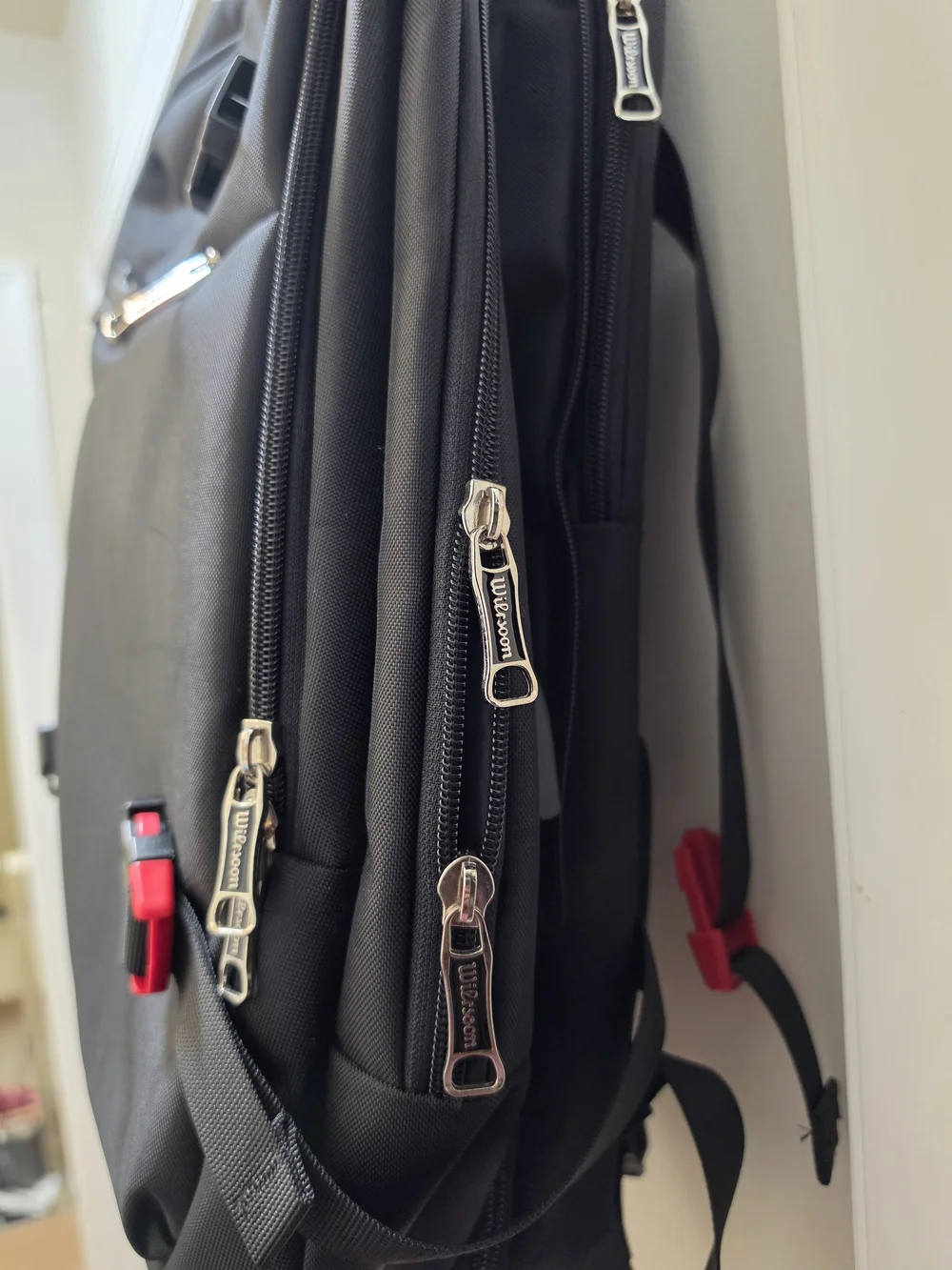 Men's Black Laptop Backpack with Secure Buckle Detailing